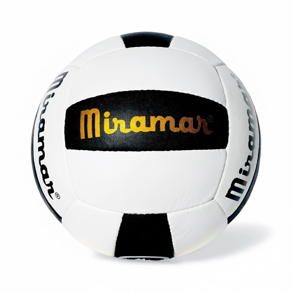 Miramar King of the Beach KOB PRO VL Professional Beach Volleyball “Miramar View” black and white volleyball with 'Miramar' branding on a white background