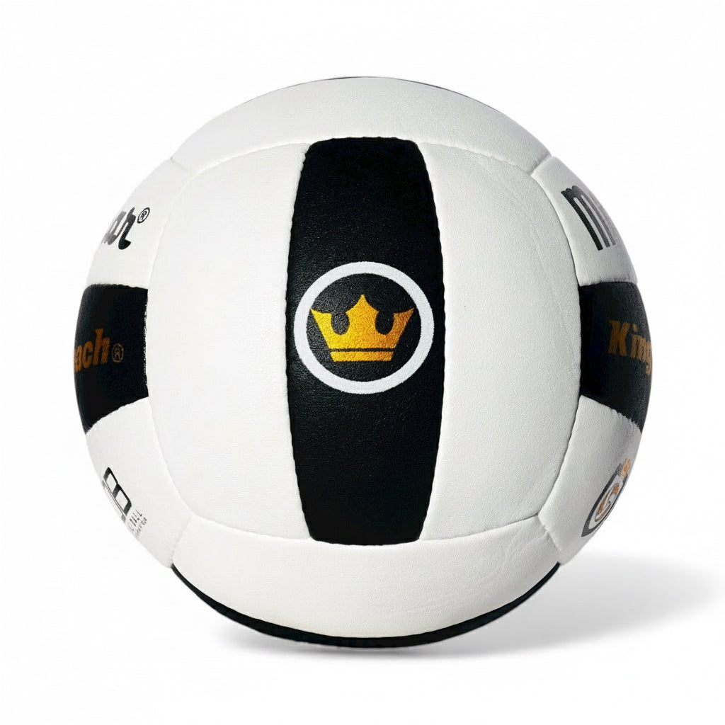 Miramar King of the Beach KOB PRO VL Professional Beach Volleyball side view White and black sports ball with a logo on a white background