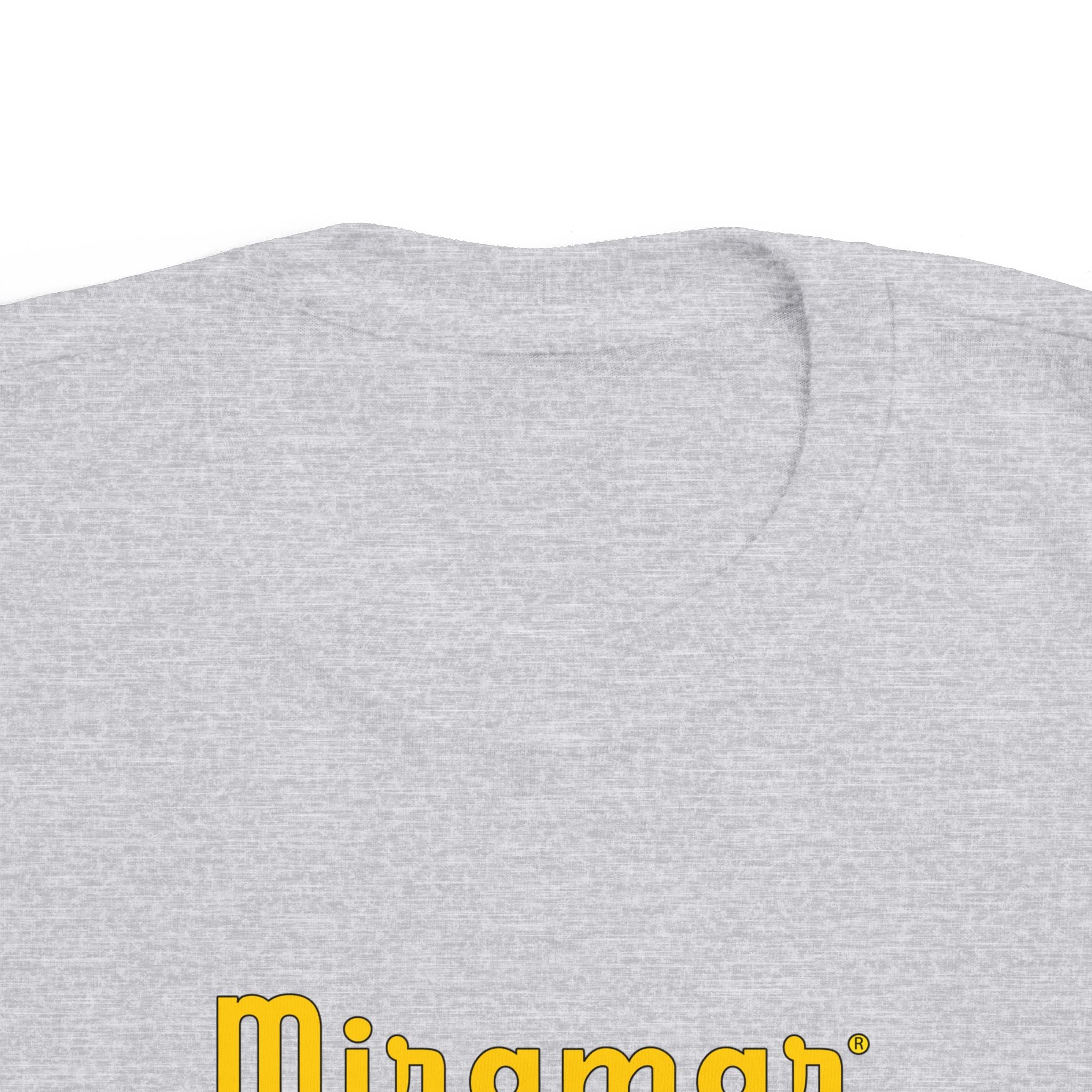 Gray sweatshirt with yellow 'Miramax' logo on a white background