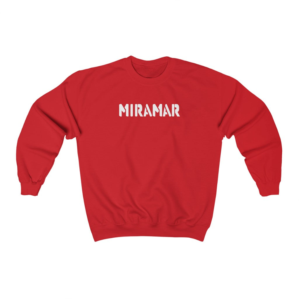 RED MIRAMAR NAUTICAL LOGO HEAVYWEIGHT FLEECE CREWNECK