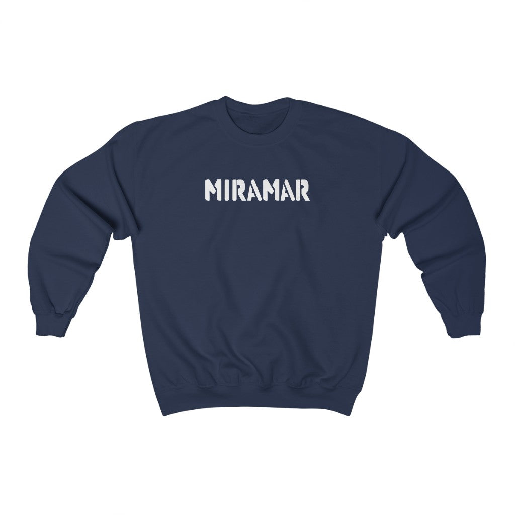 NAVY MARINE MIRAMAR NAUTICAL LOGO HEAVYWEIGHT FLEECE CREWNECK