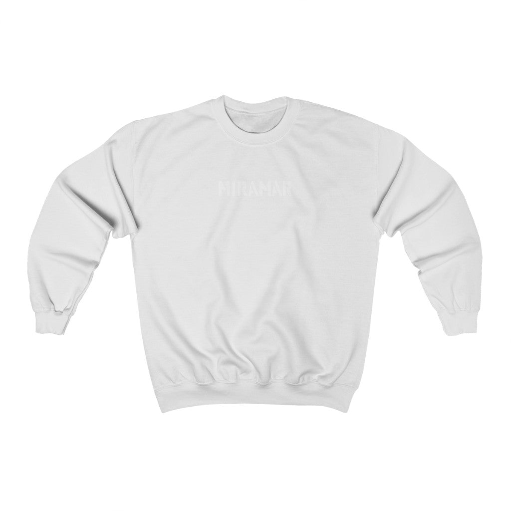 WHITE MIRAMAR NAUTICAL LOGO HEAVYWEIGHT FLEECE CREWNECK