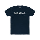 Navy blue t-shirt with 'MIRAMAR' printed on a white background