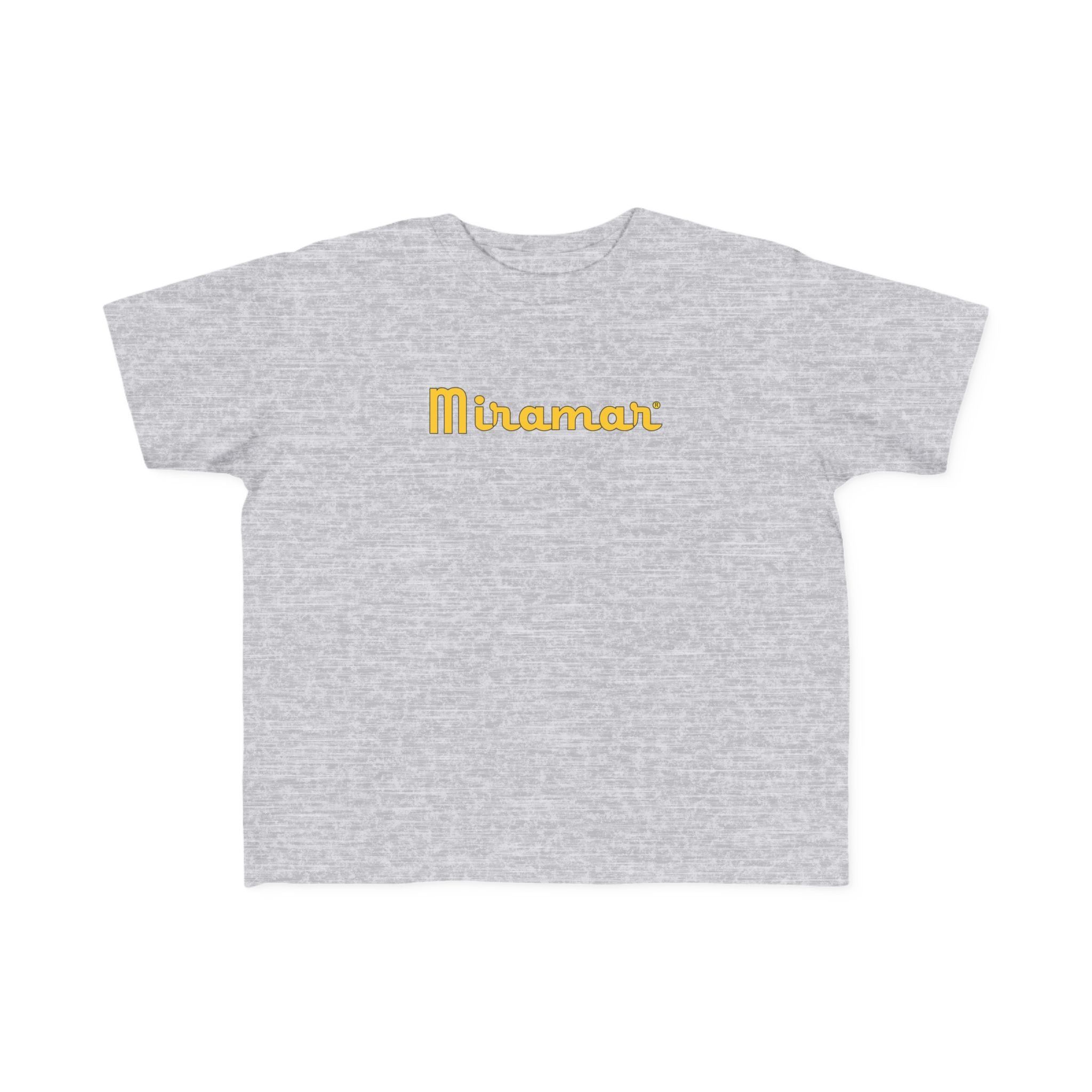 Gray t-shirt with 'Miramar' logo on a white background