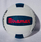 White volleyball with blue accents and 'Miramar' branding on a white background