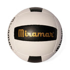 Miramar King of the Beach KOTB PRO GL genuine leather White and black beach volleyball with 'Miramar' branding on a white background