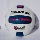 Volleyball with 'Miramar' and 'Queen of the Beach' branding on a white background