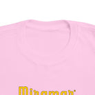 Pink shirt with yellow 'Miramar' logo on a white background